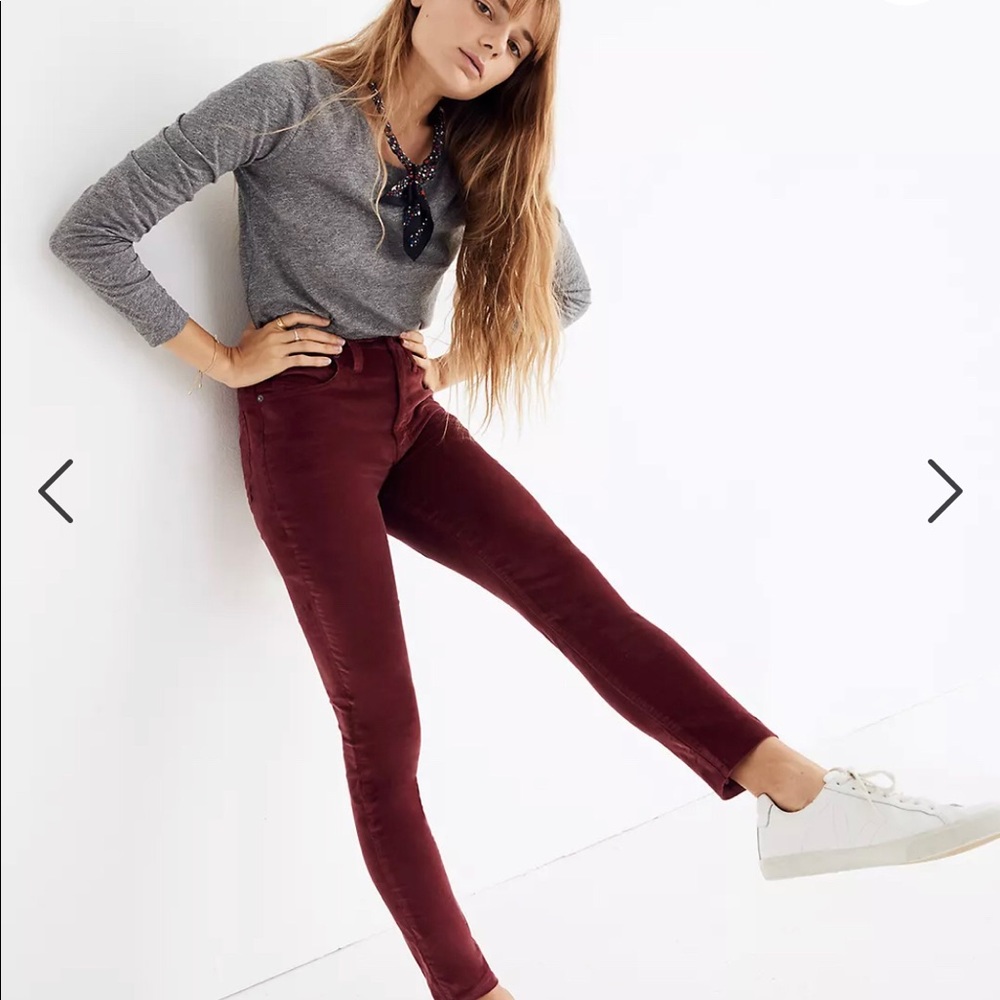 Madewell 10" Velvet High Rise Skinny Jeans
